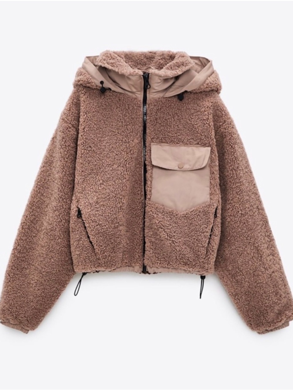 NWOT Zara Comfy Teddy Sherpa Zip Hoodie Fleece Jacket Trendy Small